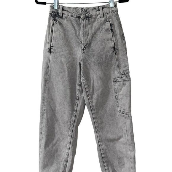 Allsaints Lea Cargo Soft Denim Jogger Size 0 revolve Gray Barrel Leg Y2K Classic - Picture 3 of 12